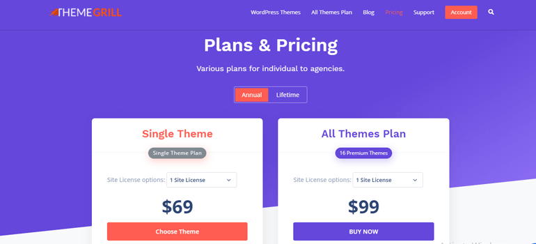 ThemeGrill Pricing Page
