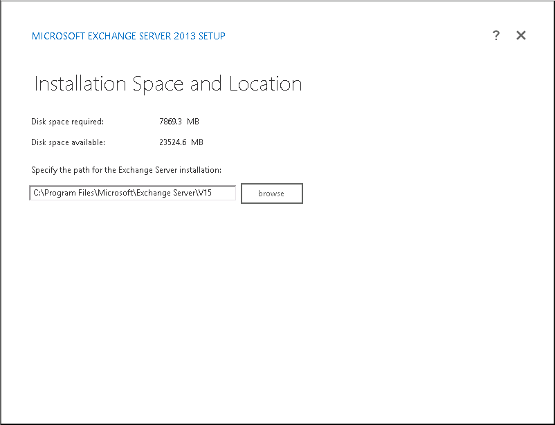 Select space and location [Default is okay] and click on next