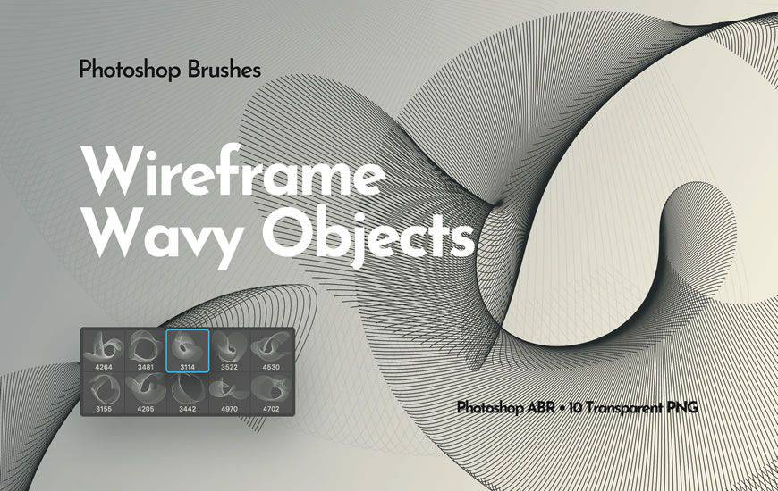 Wireframe Wavy Objects ribbon swirl photoshop brush free