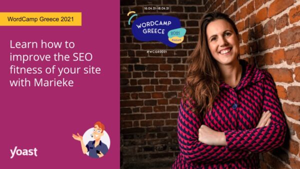 social image of Marieke van de Rakt speaking at WordCamp Greece 2021