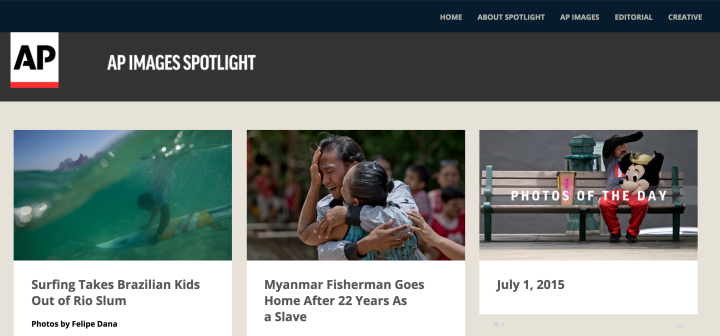 The homepage of AP Images Spotlight.