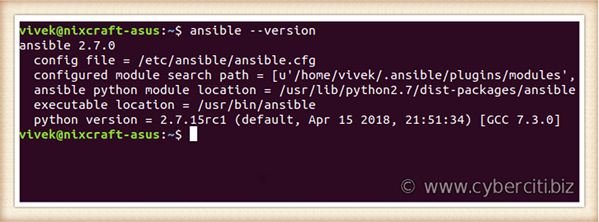 Linux find out ansible version command