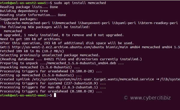 Ubuntu Linux 18.04 LTS install and configure memcached