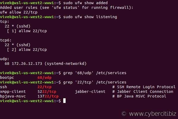 Ubuntu ufw firewall reports