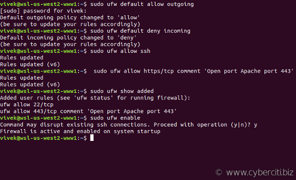 Setup a UFW firewall on Ubuntu 18.04 LTS server