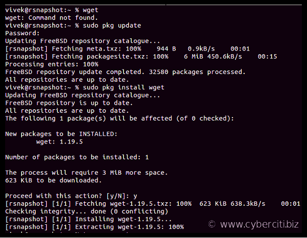How to install wget on FreeBSD using pkg command