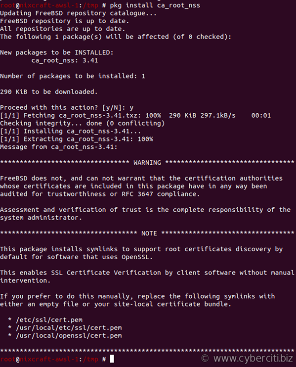 FreeBSD install root certificate bundle package