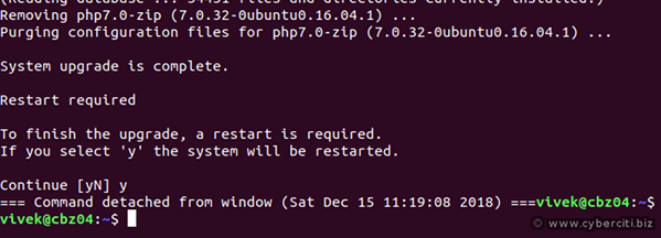 Reboot Ubuntu Linux container image