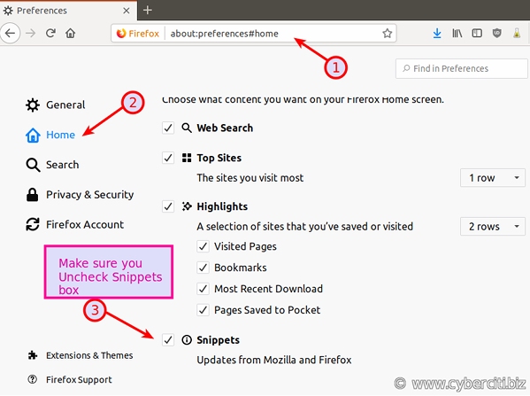 How to disable advertisement banners on Firefox's home or new tab page