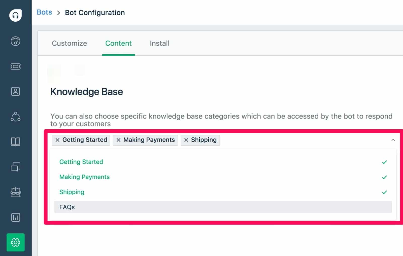 Connect chatbot to KBs