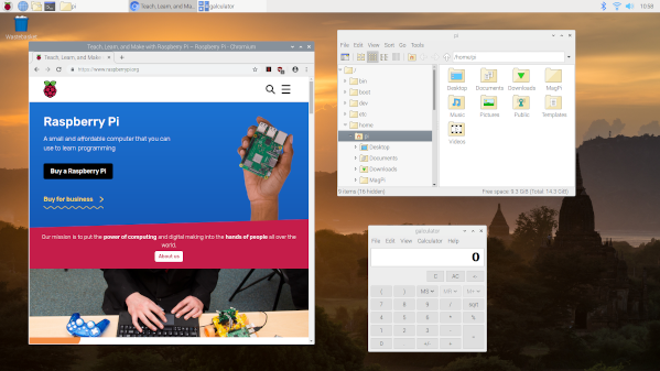 Raspberry PI 4 with Raspbian Buster desktop running Chromium web browser
