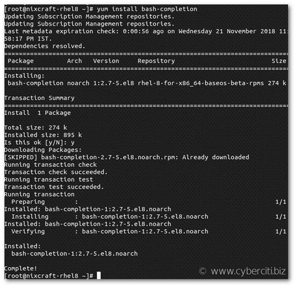 Bash auto completion in RHEL 8 [Red Hat Enterprise Linux]