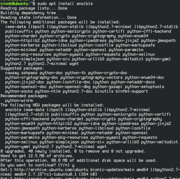 How to install Ansible on Ubuntu Linux using apt command