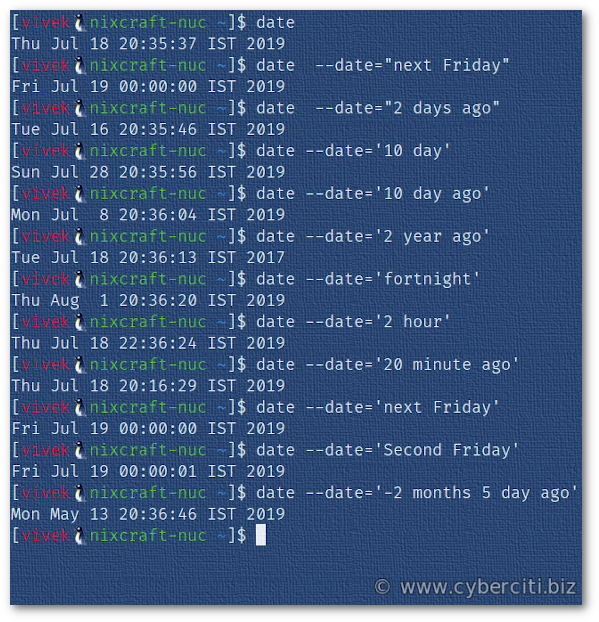 Linux Yesterdays or Tomorrows Day With Bash Shell Date Command