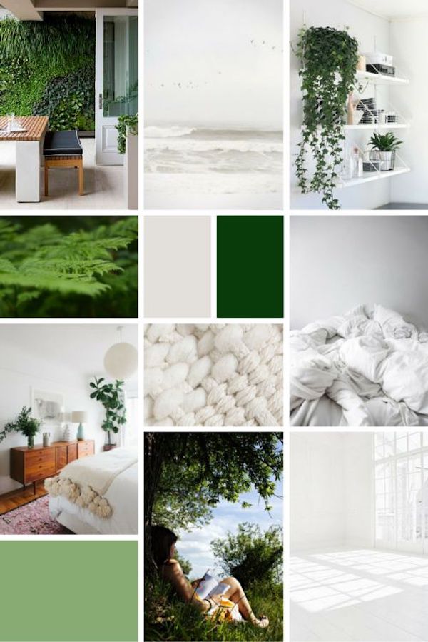 relaxation green plant moodboard