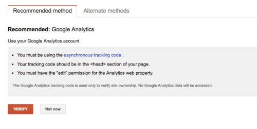 Search Console - Verify with Google Analytics