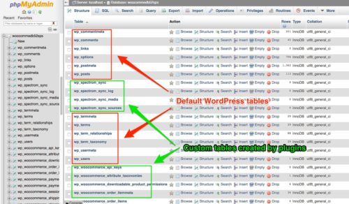 WordPress database -phpmyadmin