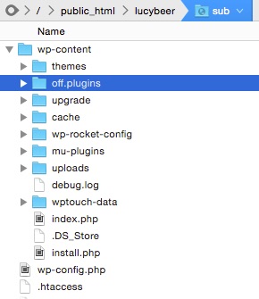 WordPress troubleshooting - rename plugins folder