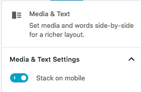 Gutenberg: media and text - stack on mobile