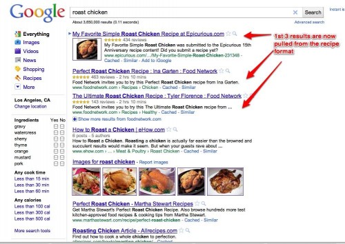 google recipe view - food bloggers