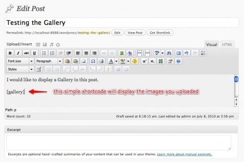 Using the WordPress gallery shortcode