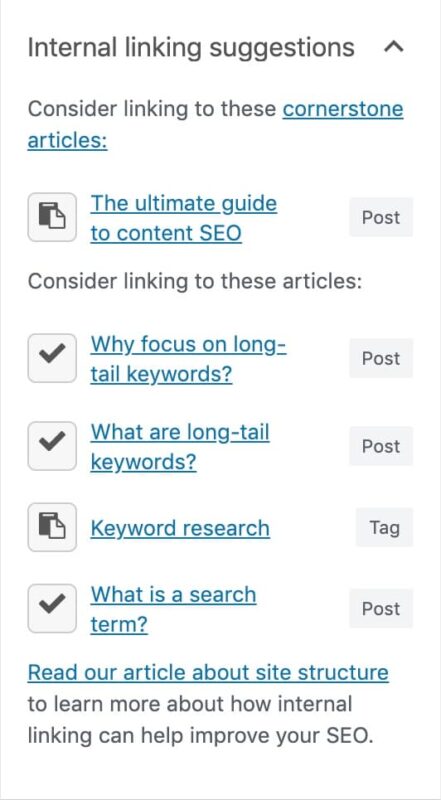 improve your site structure with the internal linking tool in Yoast SEO
