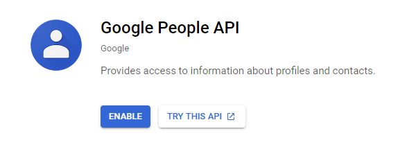 Screenshot of the Google People API.
