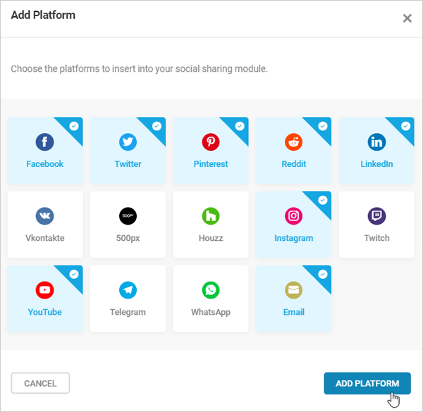 Add social platforms