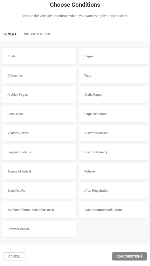 Hustle General Visibility Conditions list