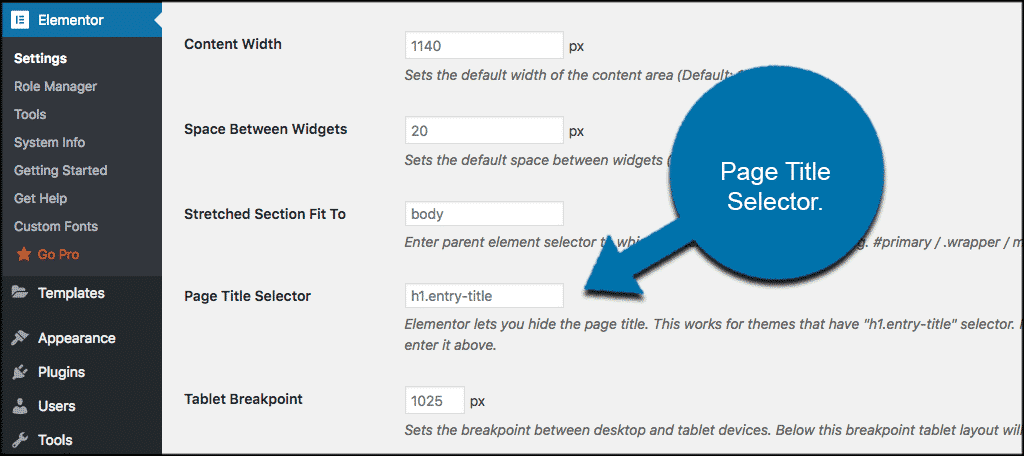 Page title selector