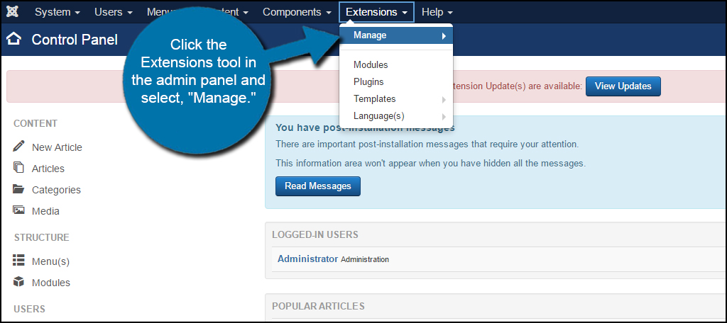 Joomla Extension Manager