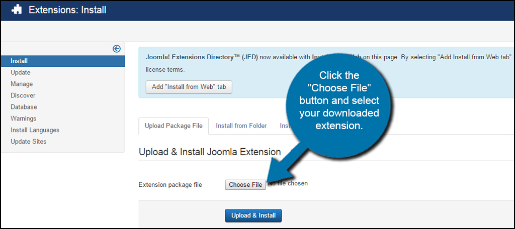 Joomla Extension Choose File