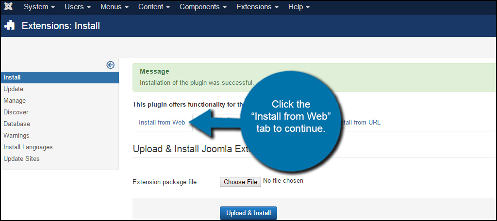 Joomla Install From Web Tab