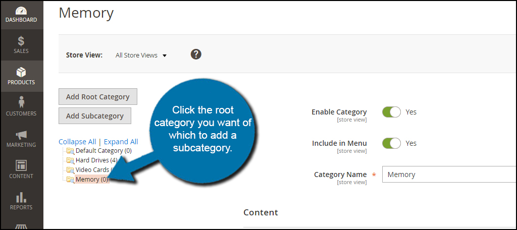 Select Root Category