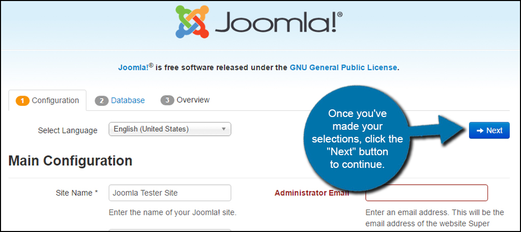 Joomla Install Configuration