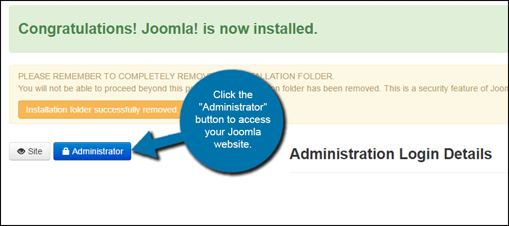Joomla Install Success