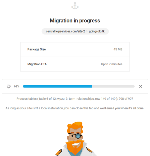Shipper API Migration - Migration in Progress modal window