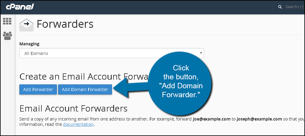 Add Domain Forwarder