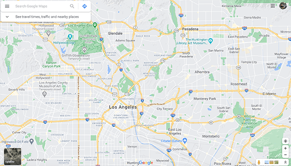 Map of Los Angeles, California.