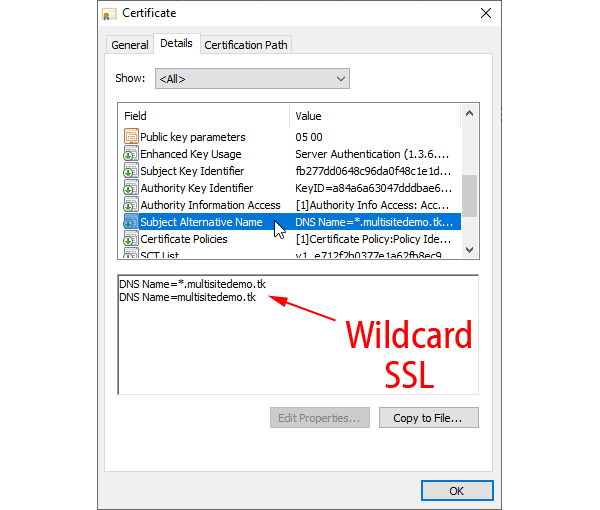 SSL Certificate Details tab