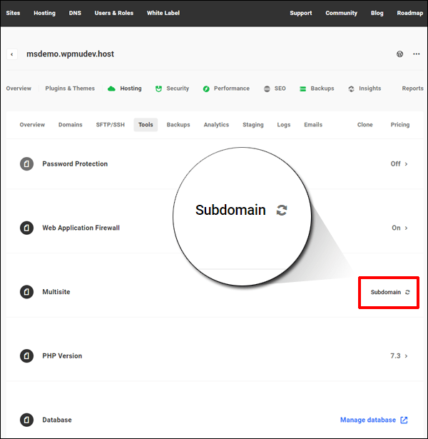 Multisite setup with subdomains.