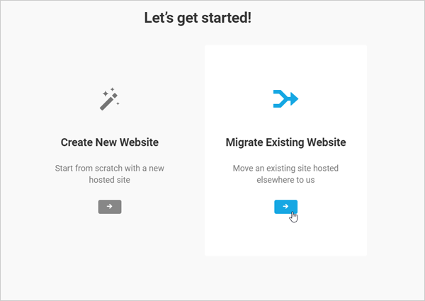 WPMUDEV hosting setup migrate existing website screen