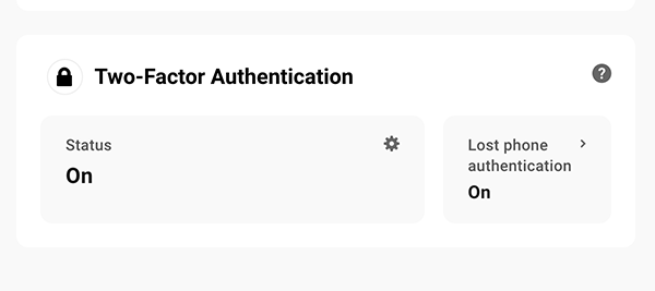 Two-factor authentication area.