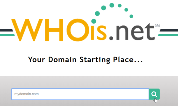 Screenshot of Whois.net homepage.