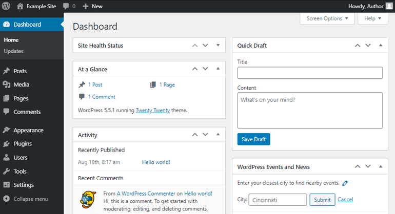 WordPress Dashboard