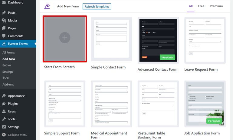 Start a Contact Form from Scratch