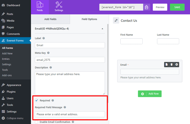 Make a Field Mandatory in Everest Forms