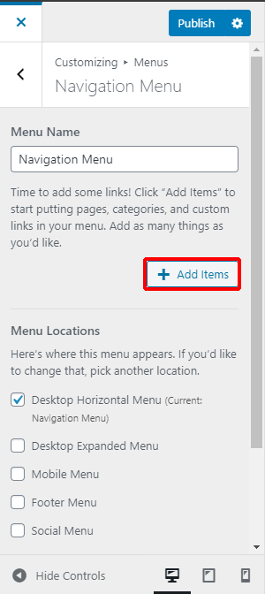 Add Items Button