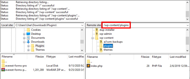 plugins folder FTP