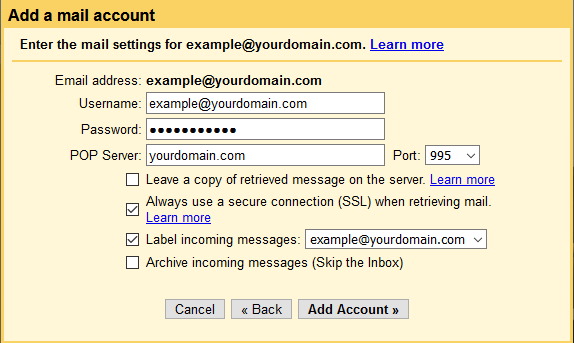 add a mail account gmail